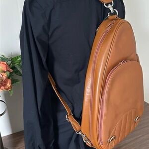 Norm Thompson Leather Backpack NWT